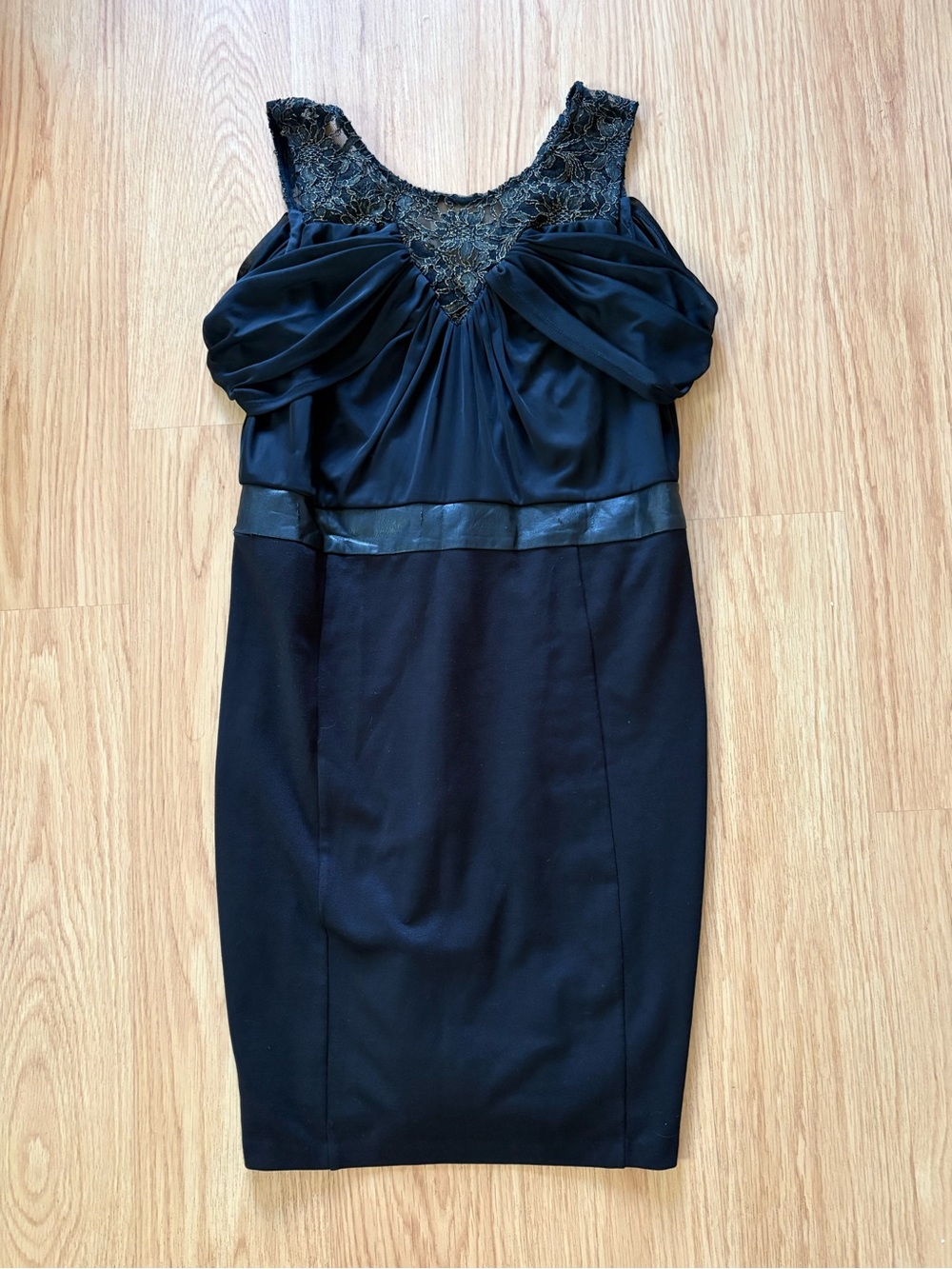 Thalia Sodi black & gold cold shoulder stretchy sheath dress sz 12 dark romantic - Picture 2 of 10